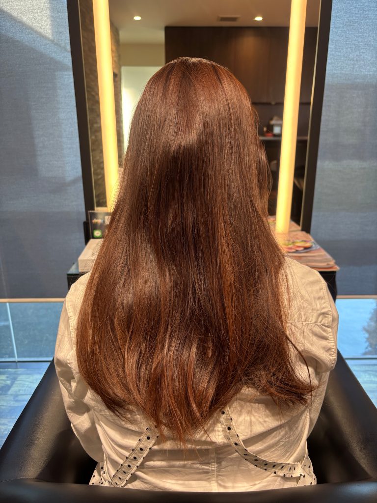 エイジングによるうねりとパサつきが見られる、ツヤのない髪のビフォー写真